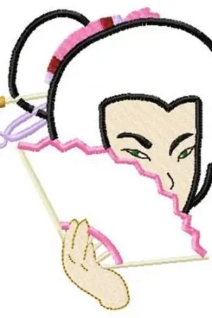 Top Rated Applique Geisha & Fan Embroidery Design