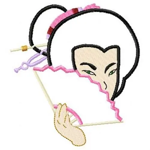 Top Rated Applique Geisha & Fan Embroidery Design