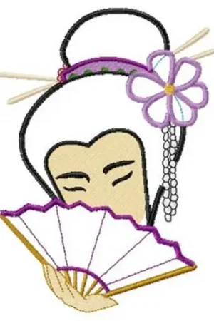 Applique Floral Geisha Embroidery Design Trending