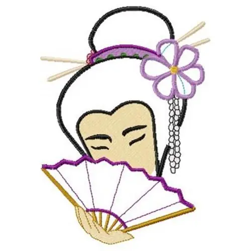 Applique Floral Geisha Embroidery Design Trending