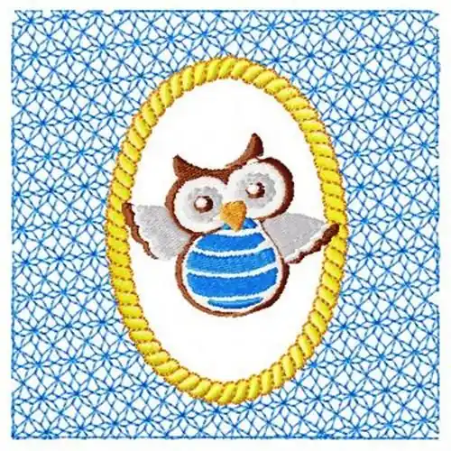 Blue Lacy Owl Embroidery Design One Day Deal