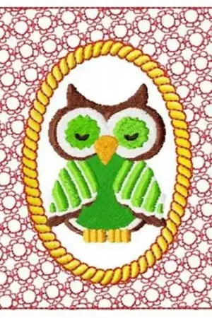 Red Lacy Owl Embroidery Design Big Sale