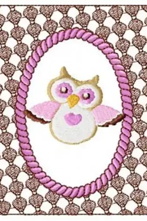 Lacy Pink Owl Embroidery Design Certified