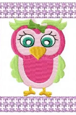 Lacy Pink Owl Embroidery Design Last Chance