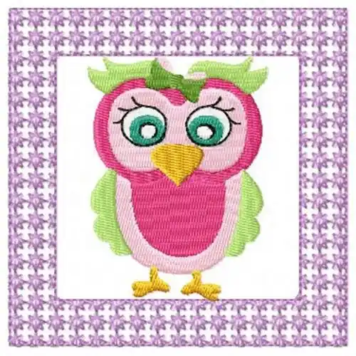 Lacy Pink Owl Embroidery Design Last Chance