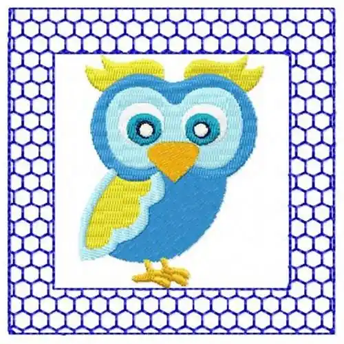 Lacy Blue Owl Embroidery Design Factory Price