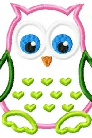 Reduced Price Applique Owl Hearts Embroidery Design
