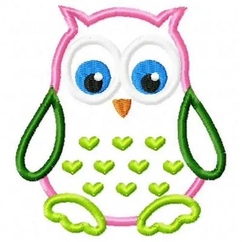 Reduced Price Applique Owl Hearts Embroidery Design