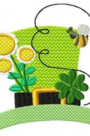 One Day Deal Hat Clovers Bee Gold Embroidery Design