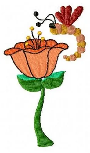 Dragonflly & Flower Embroidery Design Cheap