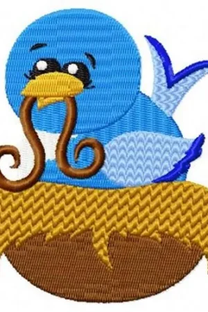 Reduced Price Blue Bird & Worm Embroidery Design