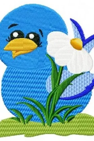 Blue Bird & Flower Embroidery Design Seasonal Sale