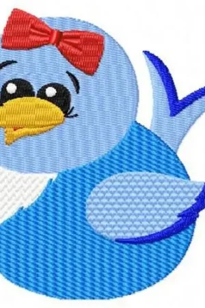 Blue Bird & Bow Embroidery Design Order Now