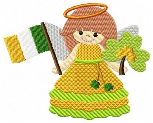Factory Price Irish Angel & Flag Embroidery Design