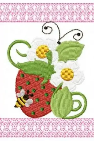 Shop Now Strawberry Flower & Bee Embroidery Design