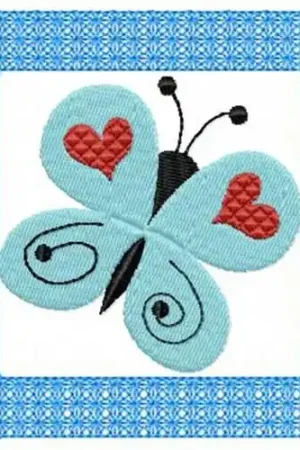 Warranty Included Blue Lacy Butterfly Embroidery Design