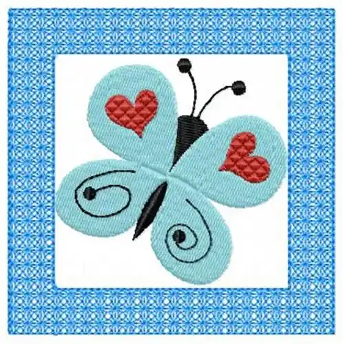 Warranty Included Blue Lacy Butterfly Embroidery Design