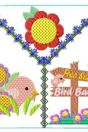 Reduced Price Birds & Flower Block Embroidery Design