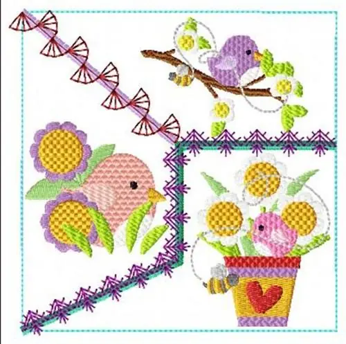 Birds & Blooms Block Embroidery Design Markdown