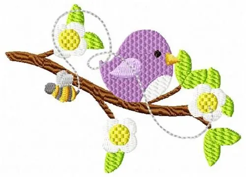 Cheap Bird & Bee Branch Embroidery Design