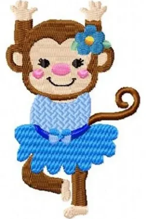 Dancing Blue Monkey Embroidery Design Next Day Delivery