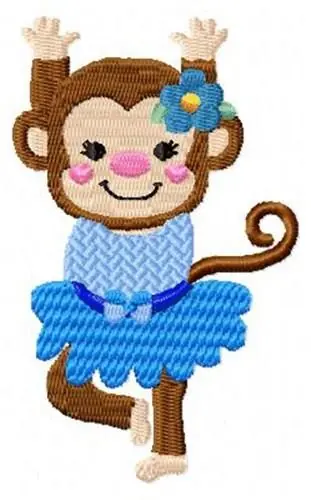 Dancing Blue Monkey Embroidery Design Next Day Delivery