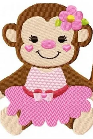 Dancing Pink Monkey Embroidery Design Special Discount