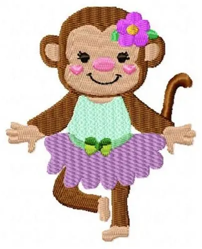 Crafted Dancing Purple Monkey Embroidery Design