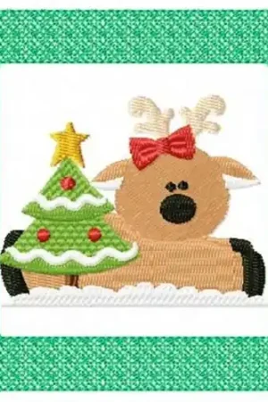Professional Grade Lacy Reindeer & Tree Embroidery Design