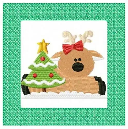 Professional Grade Lacy Reindeer & Tree Embroidery Design