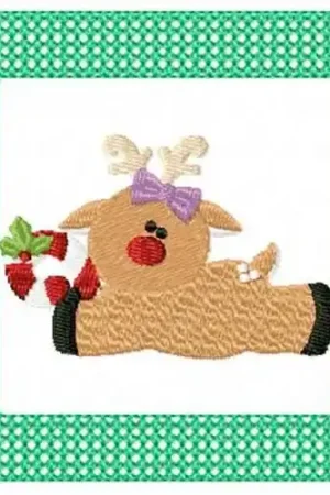 Lacy Reindeer & Candycane Embroidery Design Final Sale