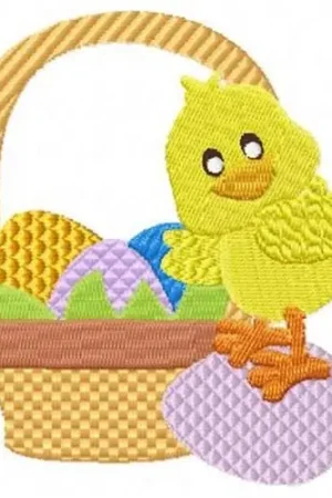 Easter Chick Basket Embroidery Design Best Seller