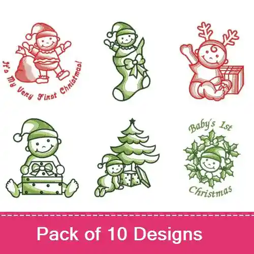 Babys First Christmas Embroidery design pack by Ace Points, Embroidery Packs on EmbroideryDesigns.com Budget