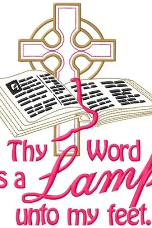 Bible Lamp & Cross Embroidery Design Big Sale