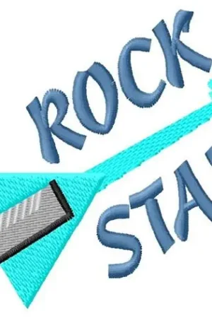 Authentic Guitar Rock Star Embroidery Design
