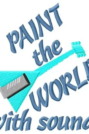 Wholesale Paint With Guitar Music Embroidery Design