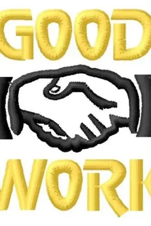 Good Work Handshake Embroidery Design Factory Price