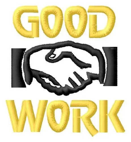 Good Work Handshake Embroidery Design Factory Price