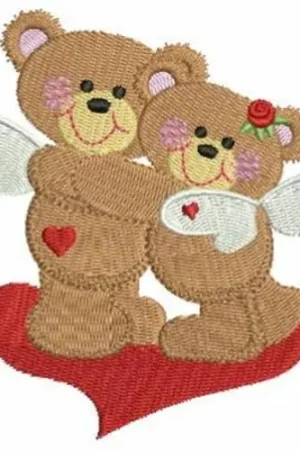 Brand New Valentine Angel Bears Embroidery Design