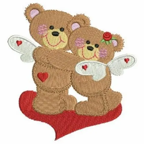 Brand New Valentine Angel Bears Embroidery Design