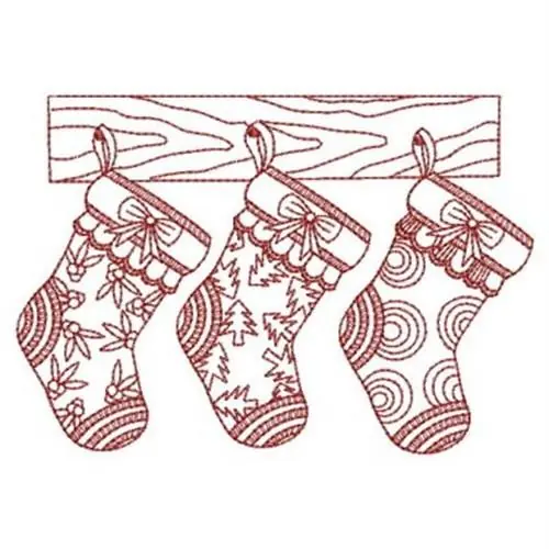 3 Redwork Stockings Embroidery Design Wholesale