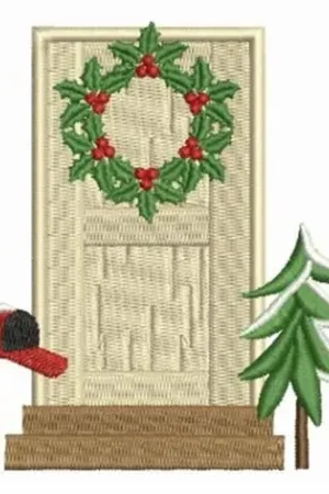 Wreath On Door Embroidery Design Viral