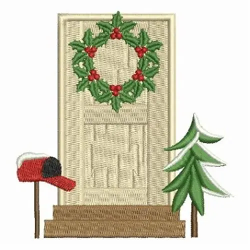 Wreath On Door Embroidery Design Viral