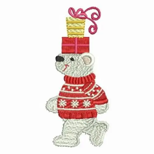 Bear With Gifts Embroidery Design New Release