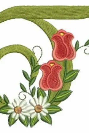 Worldwide Shipping Rose Alphabet T Embroidery Design