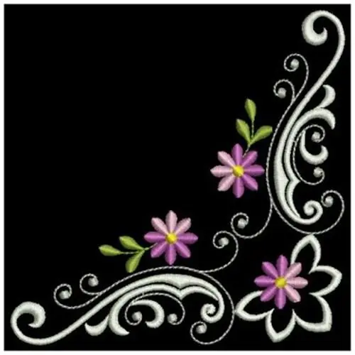 Colorful Daisy Corner Embroidery Design Top Rated