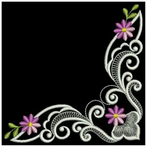 Flash Sale Colorful Floral Corner Embroidery Design