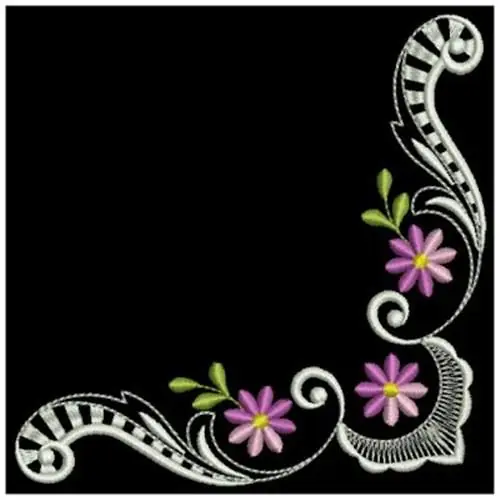 Trusted Brand Colorful Daisy Corner Embroidery Design