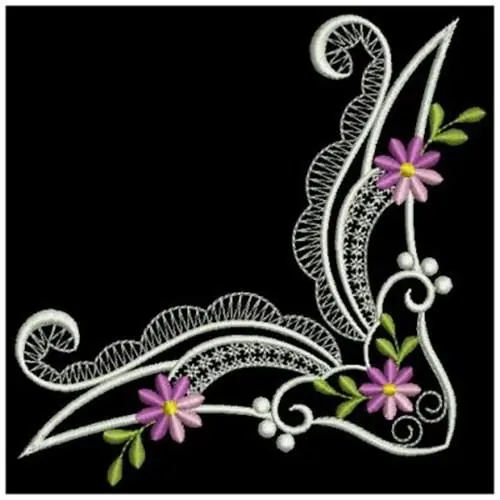 Colorful Swirls Corner Embroidery Design Latest