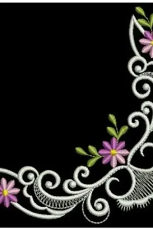 Best Choice Colorful Daisy Corner Embroidery Design